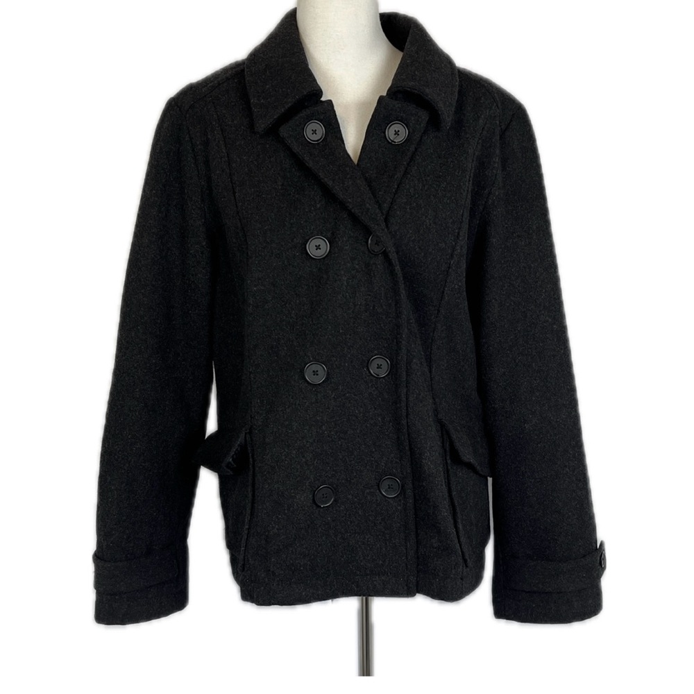 Vintage OLD NAVY Y2K Gray Wool Blend Pea Coat Size XL Double Breasted Preppy